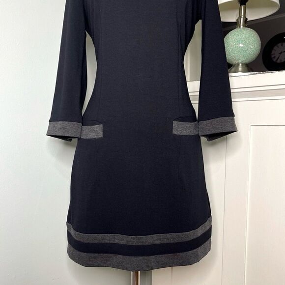 Boden Black & Gray Contrast Trim Sheath Dress with Pockets 6 Small - Picture 6 of 10